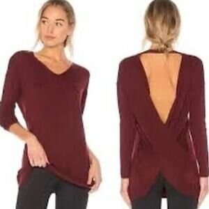 Vimmia Shavasana Reversible Criss Cross Back Sweater Size Large in Burgundy